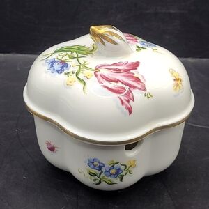 Vintage Elizabeth Arden Chelsea Gardens Floral Porcelain Sugar Bowl w Lid Japan